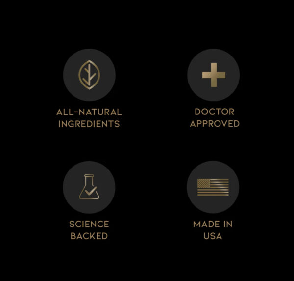 A black and gold icon set with four different icons.