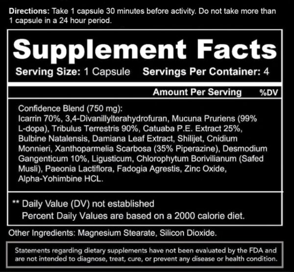 A supplement label for the supplement facts of this product.