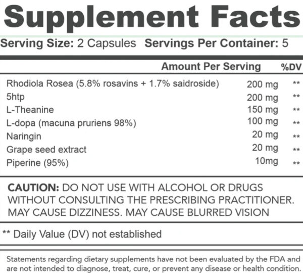 A supplement label for rose pills.
