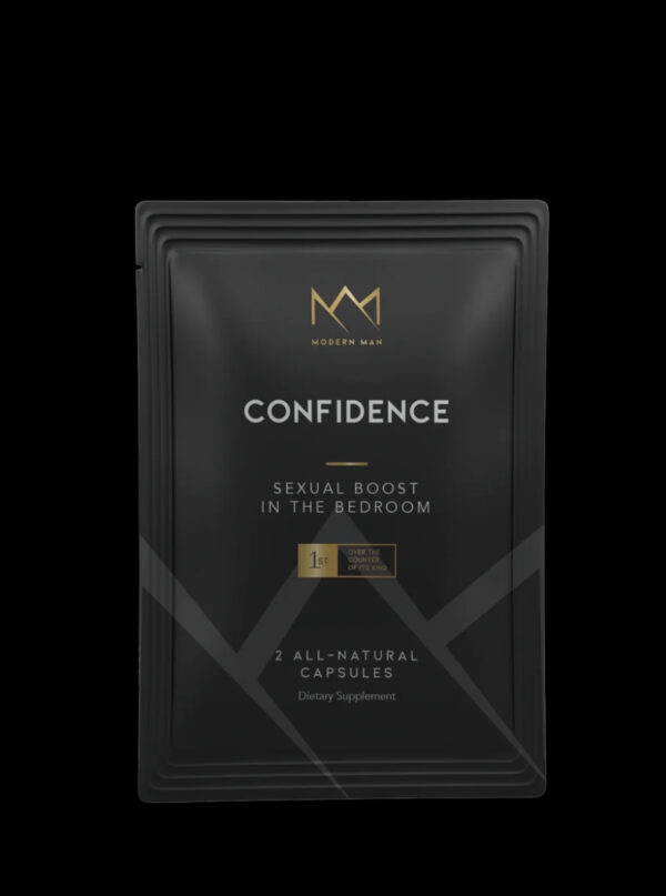 A black and gold package of confidence cbd oil.